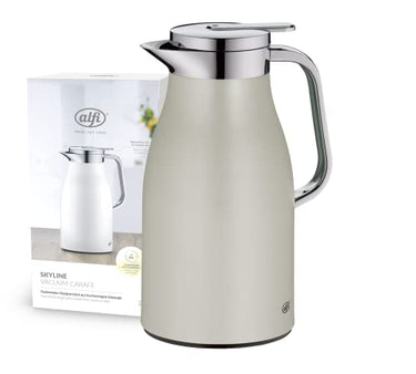 alfi Skyline 1.0l, Silver Lining, stainless steel vacuum flask with hygienic tempered glass insert, twist lock lid with convenient push button, ergonomic handle, ideal as a coffee pot, teapot on sale
